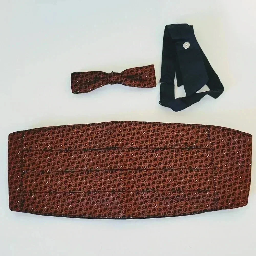 Ormond Cummerbund 2 Bow Tie Set Small Medium Brown